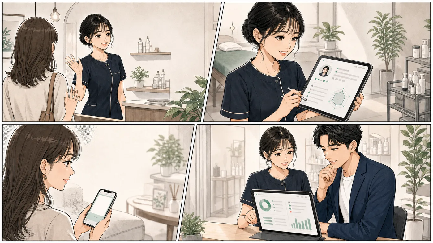 サロカル導入後、自然に次回提案ができる漫画シーン